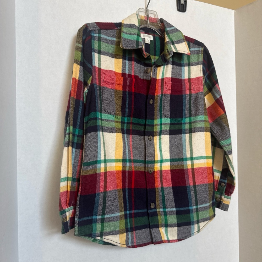 Gymboree Boy’s Button Down Flannel Shirt Plaid  Size 5-6 EUC Holiday 2018